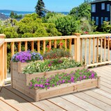 thumbnail of Outsunny jardinera exterior grande de madera de 3 niveles con diseño de escalera para cultivos plantas flores para terraza 120x120x56 cm natural
