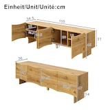 thumbnail of Moderner TV-Schrank 155x36x47 cm mit Wellenmuster Holzoptik 4 Türen Kabelmanagement Stauraum für Mediengeräte