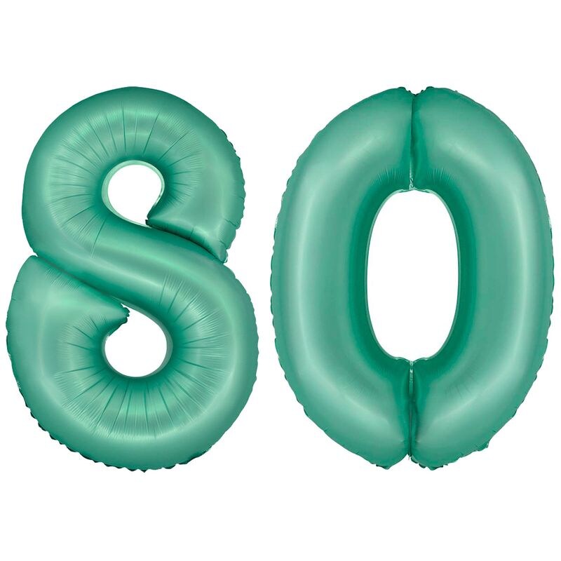 XL Folienballon mint grün Zahl 80