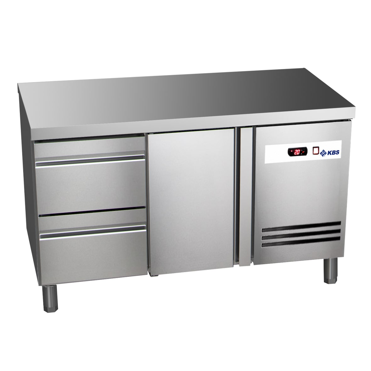 Kühltisch Ready KT2602 mit Arbeitsplatte 1 Tür, 2 halbe Schubladen
