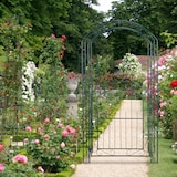 thumbnail of Relaxdays Rosenbogen mit Tür, Garten Rankhilfe Kletterpflanzen, Torbogen Metall, wetterfest, HBT 215 x 115 x 43 cm, grün