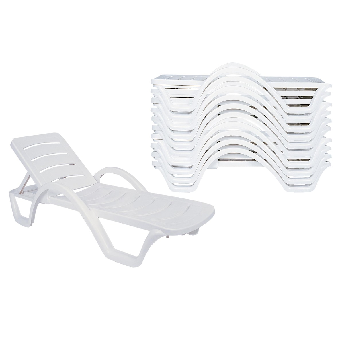 Set van 10 ligstoelen Havana wit