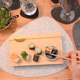 thumbnail of 4x Japanisches Sushi Brett - 27x16x4 Bambus Platten Set - Teller mit Schälchen