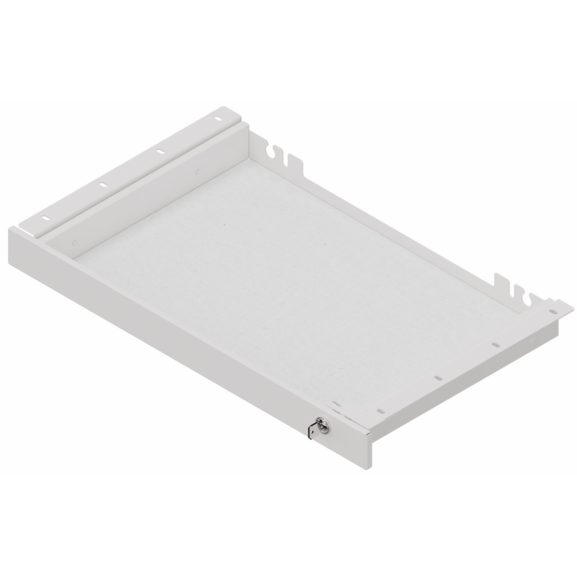 bümö Schreibtisch Schublade für Laptop & Notebooks abschließbar aus Metall in weiß mit Schloss und Antirutschmatte - Unterbauschublade für Bürortische