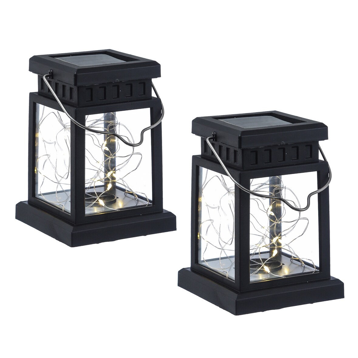 LED Solar Mini Laternen Deko Gartenlaternen Lichtsensor 12,5cm 2er Set