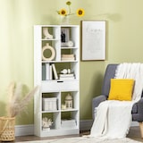 thumbnail of HOMCOM Estante de Madeira Estante para Livros com 1 Gaveta e 9 Compartimentos de Armazenamento 60x26x158cm Branco