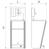 thumbnail of Lavello a colonna in acciaio inox con comando a pedale caldo/freddo accessori inclusi