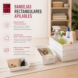 thumbnail of COM-FORT HOUSE Bandejas de Plástico Rectangulares Blanco, Pack 6, 43,5x28,5x7,5 cm, Organizador Multiusos para Cocina, Nevera, Baño y Almacenaje