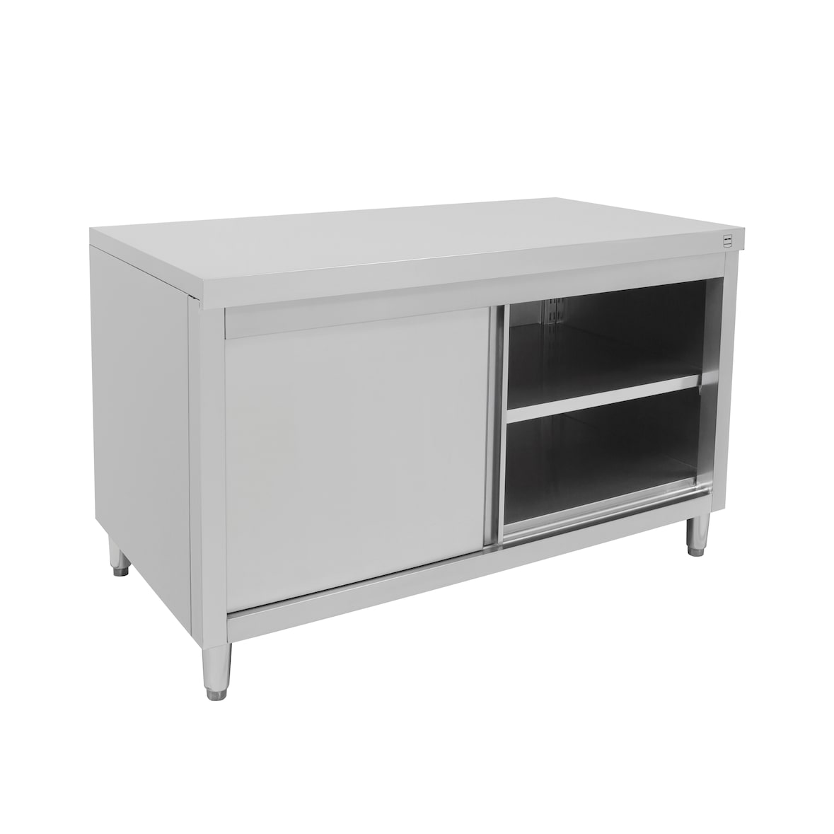 METRO PROFESSIONAL Mesa de trabalho GSCB2140, aço inoxidável, 140 x 70 x 85 cm, com porta de correr, prateado