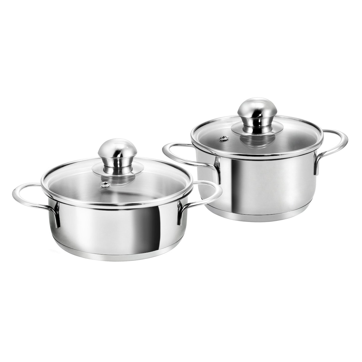 Kopf Mini Topfset Parvus (Edelstahl, 2-teilig, 12 + 14 cm, inkl. Glasdeckel, Induktion)