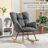 thumbnail of Gepolsterter Schaukelstuhl Grau 80x70x95 cm – Leinenstoff, Holz- & Metallrahmen, ergonomisch, Wohnzimmer & Schlafzimmer