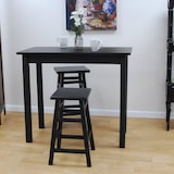 thumbnail of WellHome - Conjunto de 2 bancos 'Laira' em madeira de pinho, preto, 37 x 37 x 70 cm