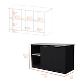thumbnail of Isla de cocina Juniper en melamina con dos puertas y 3 estantes , Negro / Ibiza  90 X 150 X 64 cm