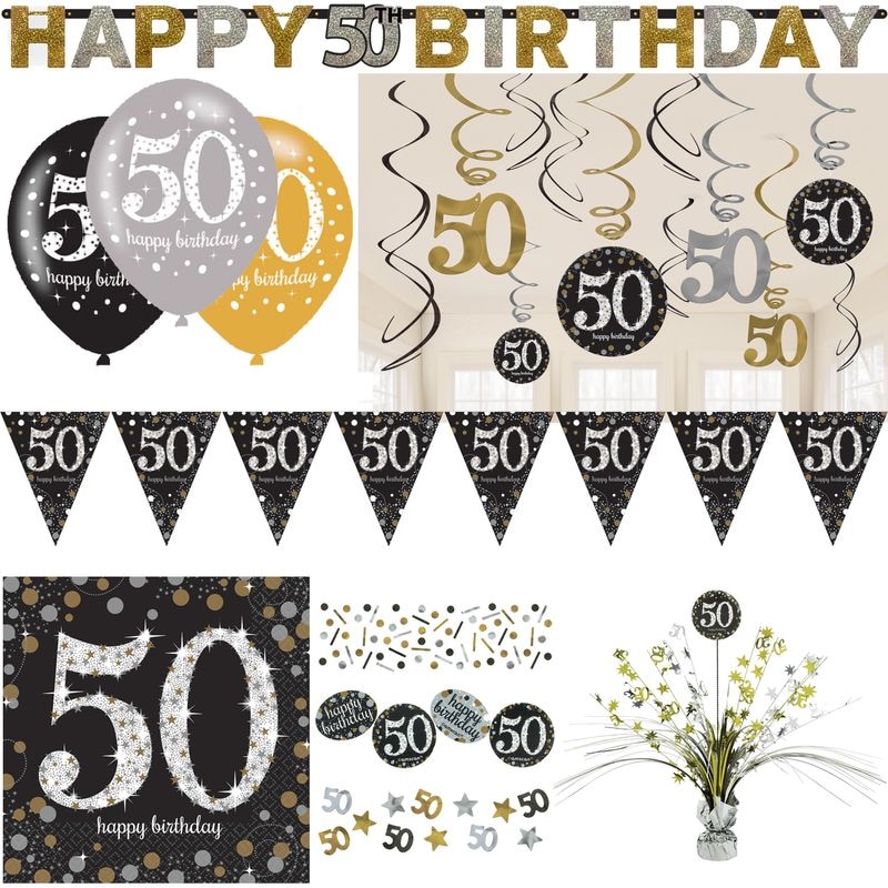 Goldenes 50. Geburtstag Banner Mit Glitzer – Deko Für Frau Oder Mann – Buchstaben 12,7 Cm