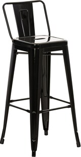 thumbnail of Barhocker LEKEL - Metall Schwarz 44x43x96 cm | Barstuhl Mit Lehne Tresenhocker Tresenstuhl Kneipenhocker Kneipenstuhl