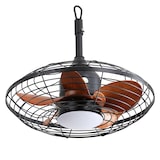 thumbnail of Deckenventilator Outdoor Schwarz mit Fernbedienung und LED 18W 3CCT Timer, leiser DC Motor reversibel, 5 ABS Flügel, Aufhänghaken, 48x51x51 cm