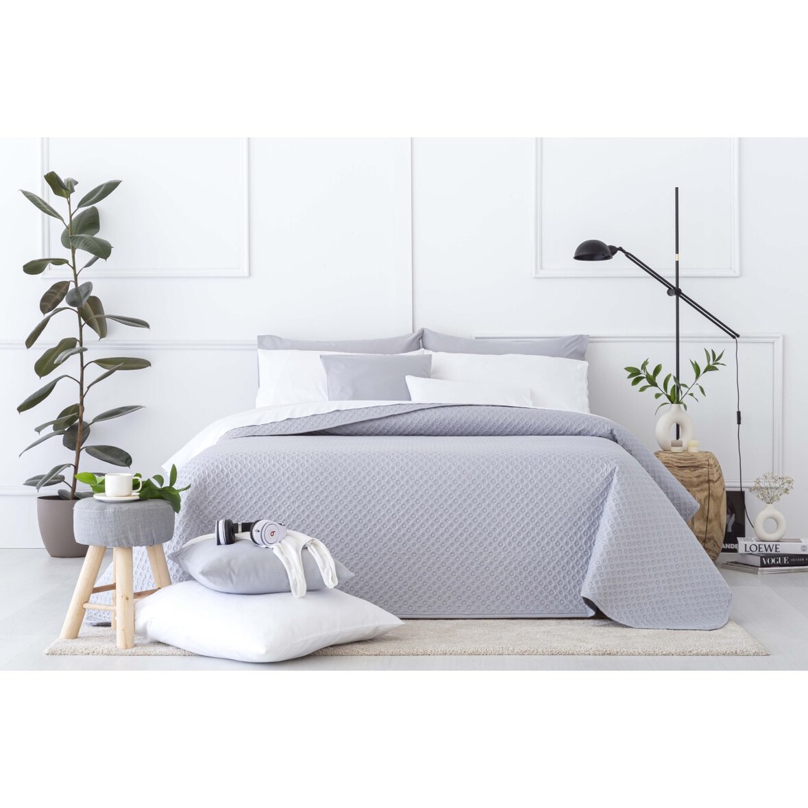 COLCHA CHIC GRIS CLARO CAMA 80/90 - 180X260CM