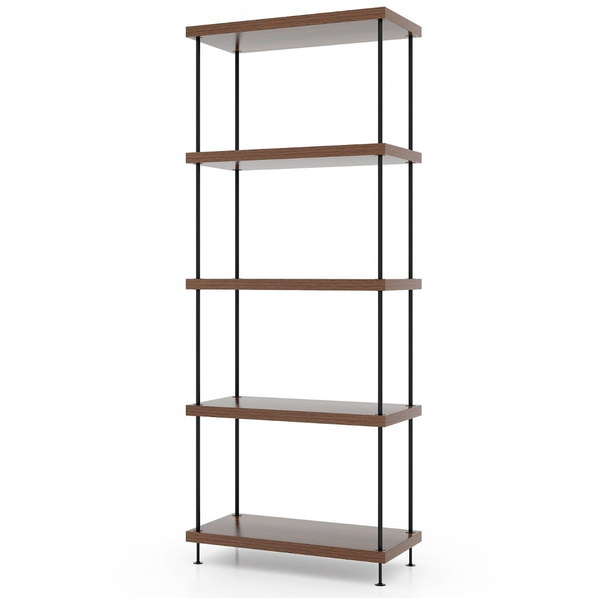 Helloshop26 - 5-stufiges Bücherregal 60 x 29,5 x 147 cm Euro-Design vielseitig Walnussholzoptik 20_0019587