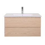 thumbnail of Meuble simple vasque décor chêne  80cm + vasque SORRENTO