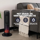 thumbnail of Elektrische Kachel met Sfeerhaard en Thermostaat 18-45 °C – Keramische Ventilatorkachel – Verwarming met Swingfunctie – Timer – Zwart - BREND BR-2222