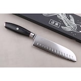 thumbnail of Couteau modèle santoku Wusaki Fujiko Black 18cm manche en pakka