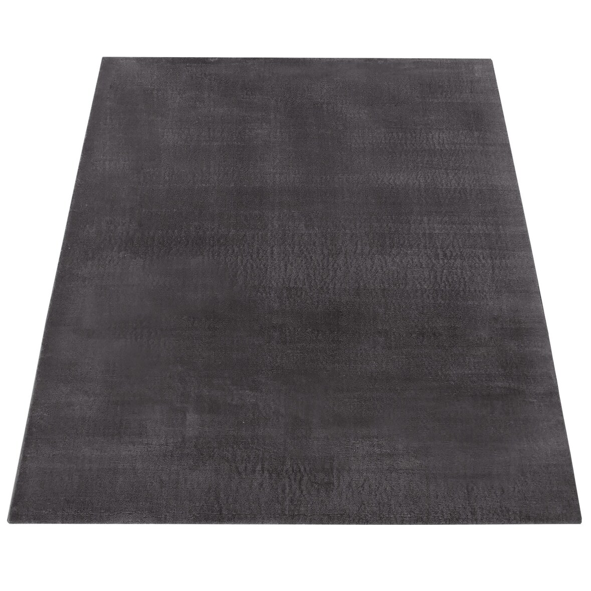Teppich Kurzflor waschbar Unifarben Wohnzimmer schmutzabweisend Anthrazit Rechteckig 100x200 | 100% Polyester | Florhöhe: 10 mm | pflegeleicht