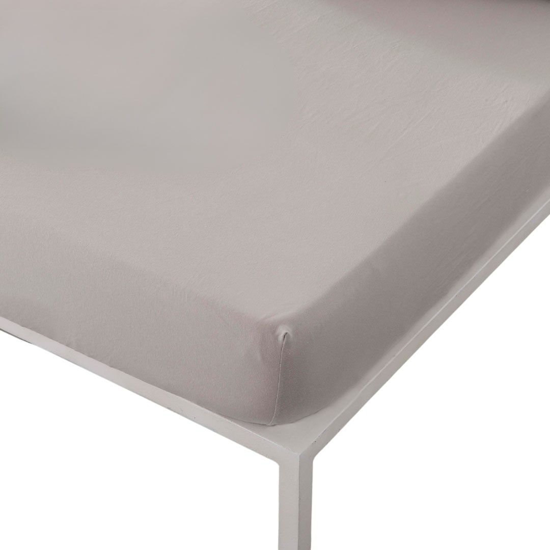 Lençol justo 135 tecido elástico jersey de algodão extra macio fabricado na Espanha Elba Cinza Claro/Cinza Claro Naturals