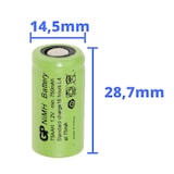 thumbnail of 2 x GP GP75AAH Akku 2/3AA Mignon NiMH Akku 1,2V 750mAh