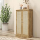 thumbnail of HOMCOM armario de cocina armario despensa cocina con 2 puertas de ratán y 16 estantes alacena moderna con estantes ajustables 60x30x104 cm natural