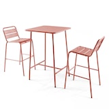 thumbnail of Set van bartafel en 2 hoge stoelen in metalen klei - Oviala