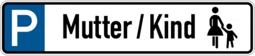 Parkplatzkennzeichen, P-Mutter/Kind mit Symbol, 113x523mm, Alu geprägt - 523x113x0.45 mm Aluminium geprägt