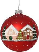thumbnail of 6 Glaskugeln Weihnachtsmotive 8cm Handbemalt Weihnachtskugeln Christbaumkugeln Glitzer matt rot