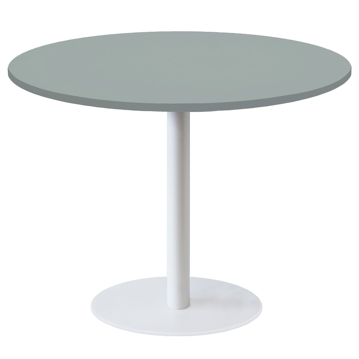 Restootab - Table Rome pied blanc Ø120cm gris medio