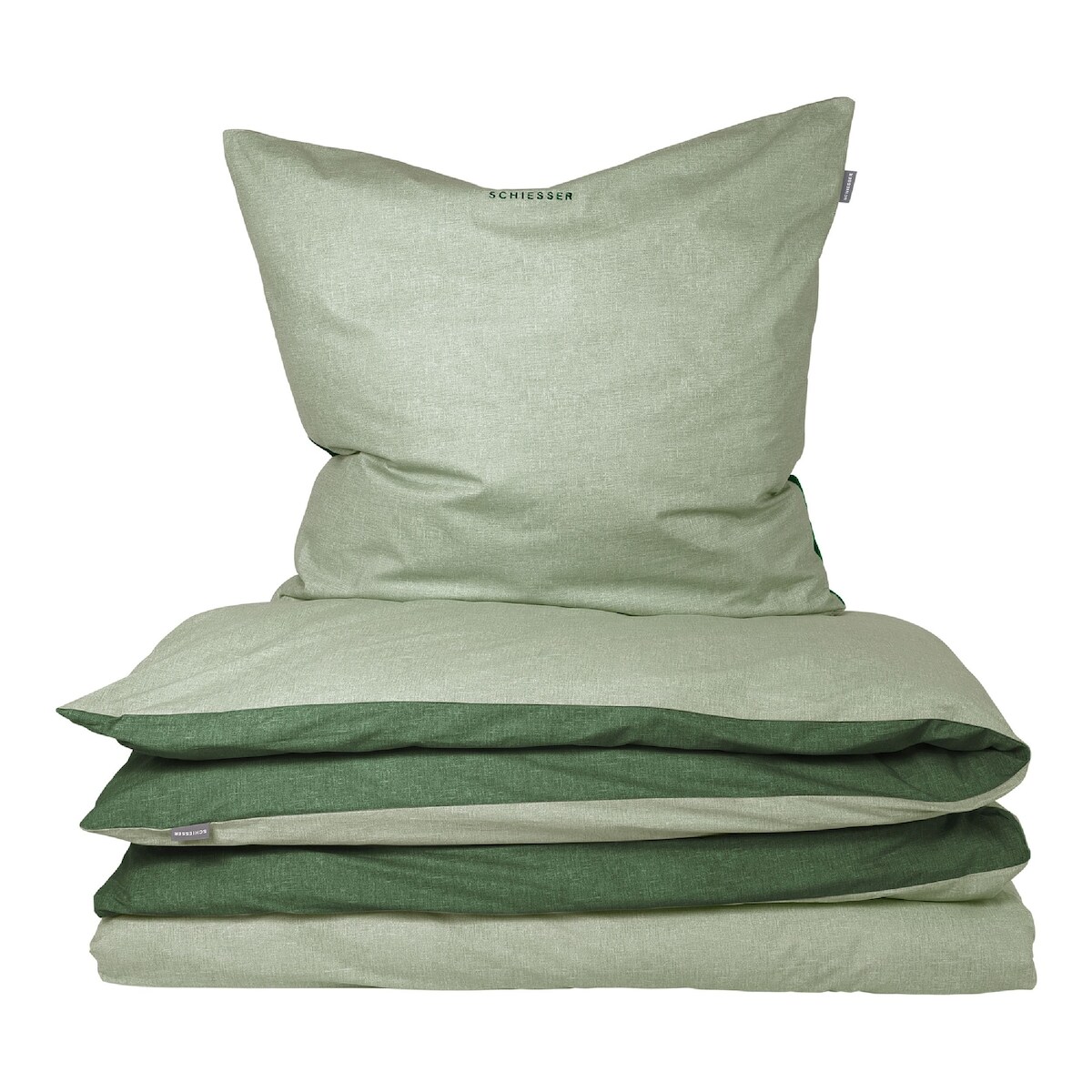 Schiesser Bettwäscheset Doubleface - Renforcé - 2-teilig - 135 x 200 cm - Grün