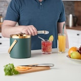 thumbnail of Relaxdays Eiswürfelbehälter, Edelstahl, doppelwandig, Eiseimer mit Deckel & Henkel, 1,5 l, Eiswürfelkübel, grün/gold