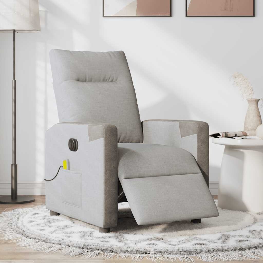 vidaXL Massagesessel Elektrisch Wolkengrau Stoff