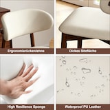 thumbnail of Merax 2er Set Esszimmerstühle, Beige PU, Massivholzstuhl mit Walnussfarbenem Holzrahmen, gepolsterter Sitzfläche & ergonomischer Rückenlehne