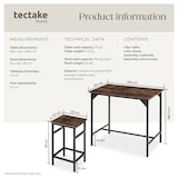 thumbnail of tectake Set tavolo da bar Edimburgo 4 + 1 - Legno industriale scuro, rustico - 404306