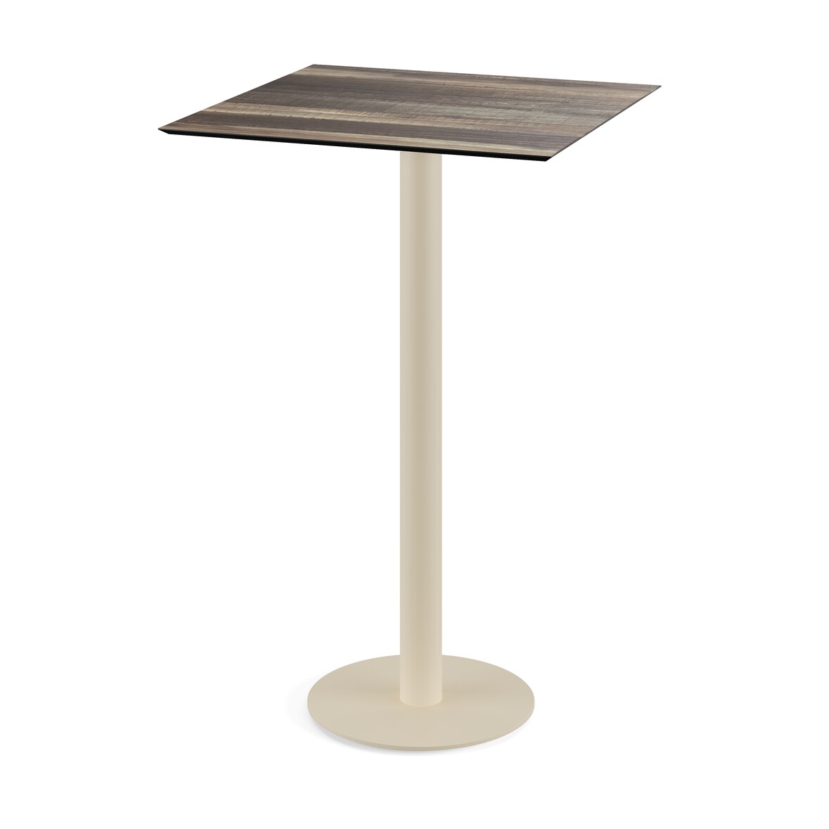 Urban Stehtisch Sand gestell + Tropical Wood HPL 70x70 cm