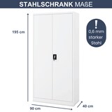 thumbnail of Aktenschrank abschließbar KADO - 5 Ebenen, Flügeltüren | Metallschrank Werkstatt Büroschrank aus Stahl Werkzeugschrank, 195x90x40cm Weiß