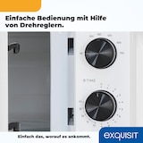 thumbnail of Exquisit Mikrowelle 20L, 700 Watt, 24,5cm Drehteller, 5 Leistungsstufen, Timer, Auftaufunktion, 2 Drehregler, MW950-070 weiss