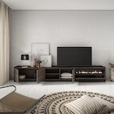 thumbnail of TV-Meubel, Lowboard, Woonkamer, Eetkamer, 310x50x37 cm, Voor tv's tot 80", Elektrische haard, Moderne stijl, Donkere eik en Zwart