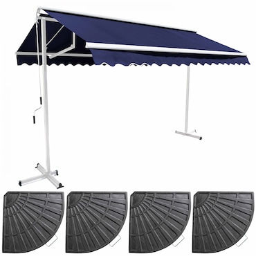Tenda a doppia pendenza 3x3 m e 4 lastre zavorrate blu - Oviala