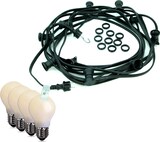 thumbnail of Illu Party Garten Außenlichterkette 10m schwarz 10x E27 LED Tropfenlampen opal