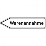 thumbnail of Schild I Wegweiser Warenannahme, linksweisend, Aluminium RA0, reflektierend, 1400x350mm, DIN 67520