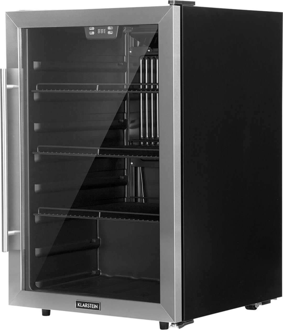 Beersafe 5XL Kühlschrank 147 Liter 3 Böden Panoramaglastür Edelstahl Silber