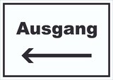 thumbnail of Ausgang Schild mit Text und Richtungspfeil links Exit Schluss waagerecht A4 (210x297mm)
