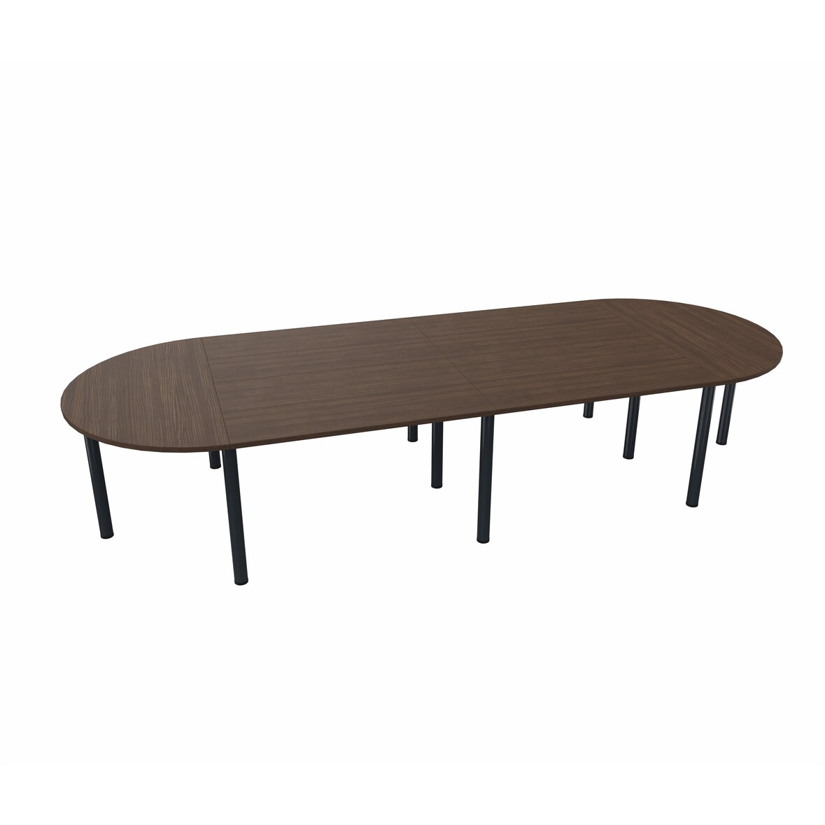 Vinco - Table de réunion CORIAL - Oblongue 12 Places / 11 Pieds 368x136 Structure Anthracite / Plateau Noyer