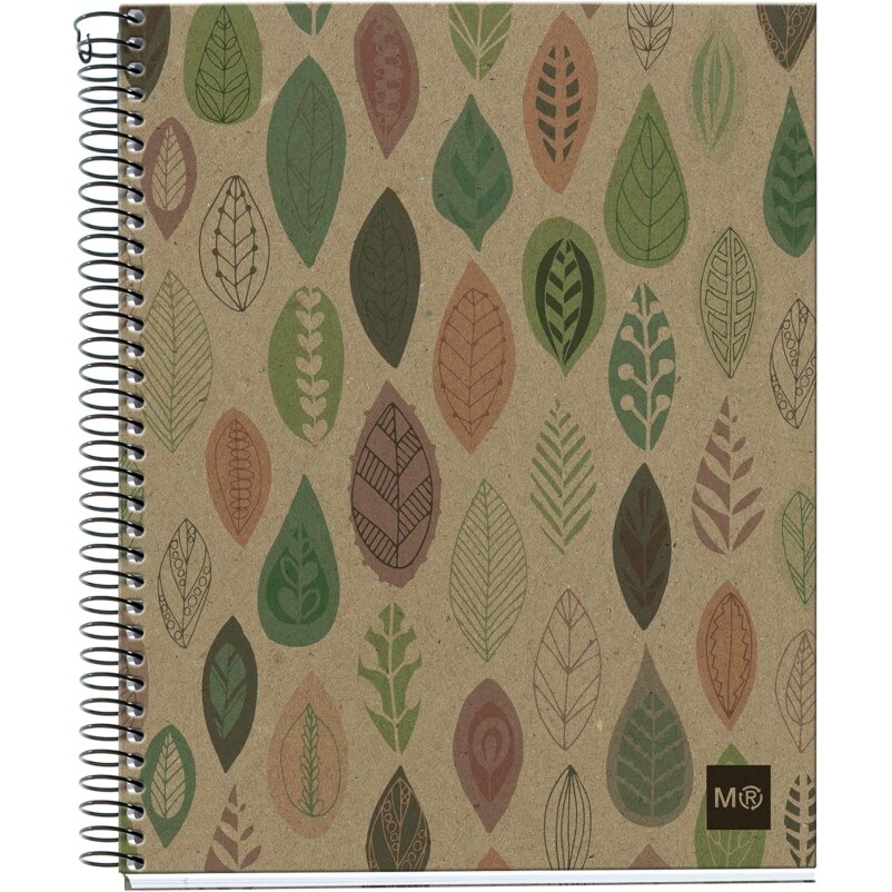 Carnet Ecofeuilles A5, 240p./120 feuilles recyclées 80 g/m², reliure intégrale, couverture carton recyclé, quadrillé 5x5