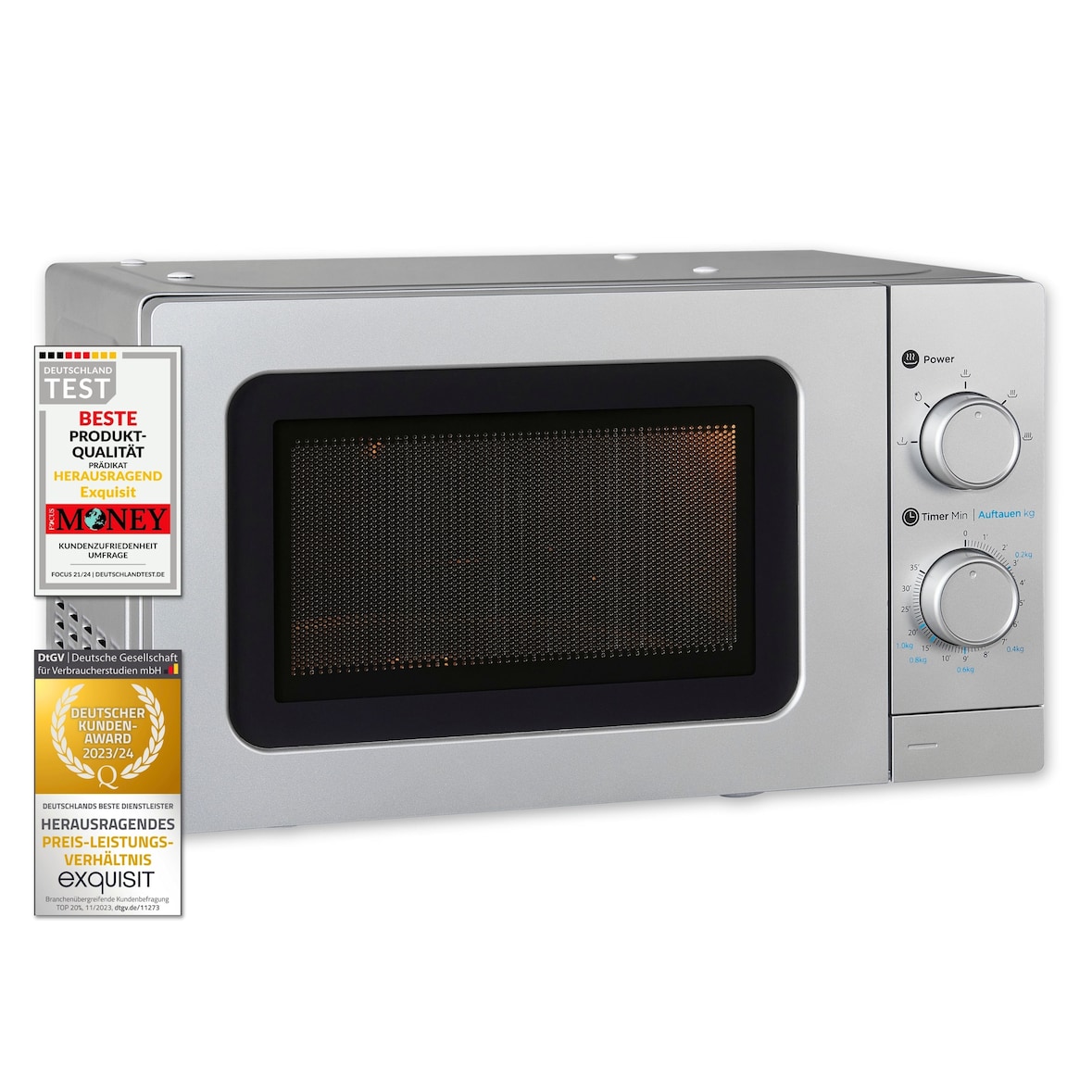 Exquisit Mikrowelle WP 700 J17-3 si | Unterbau | 700 Watt | Drehteller 25,5cm | Silber